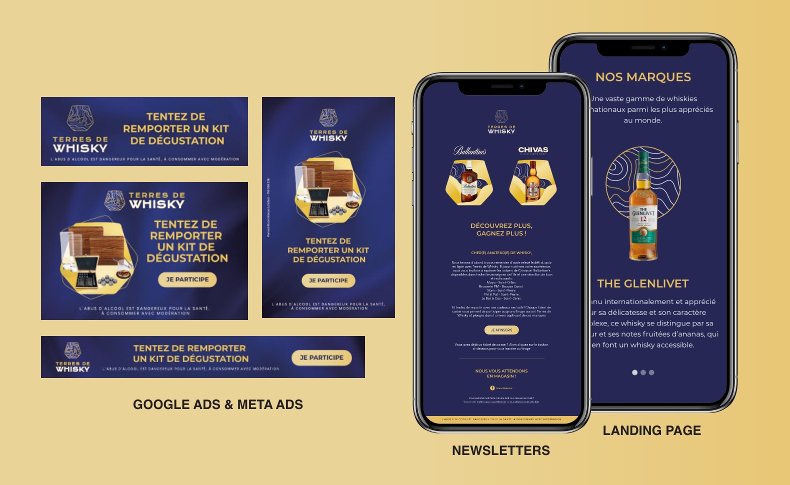Déploiement de la campagne : Google Ads & Meta Ads, newsletters, landing page