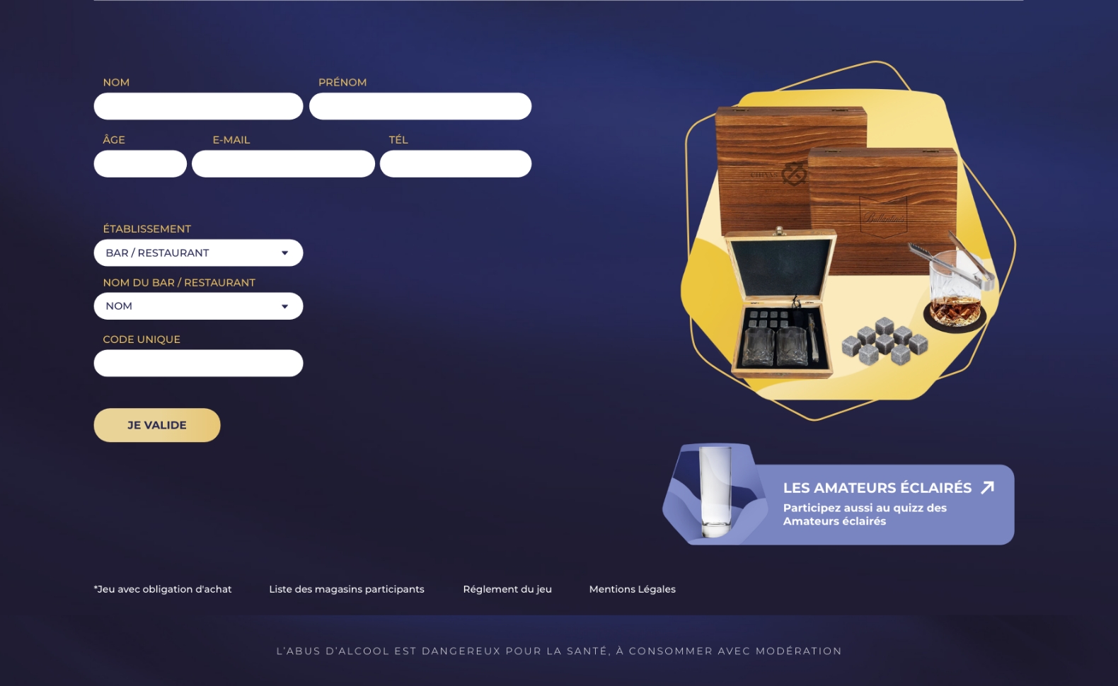 Landing page du jeu concours Terres de Whisky